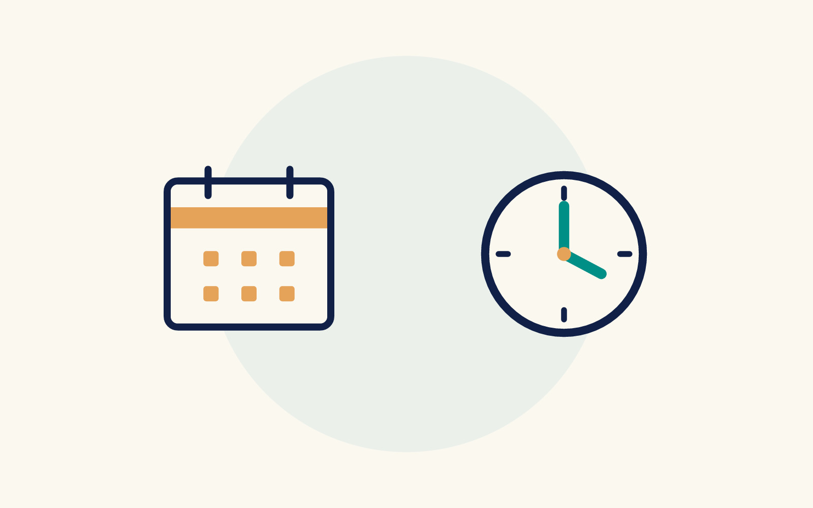 A calendar icon beside a clock icon.