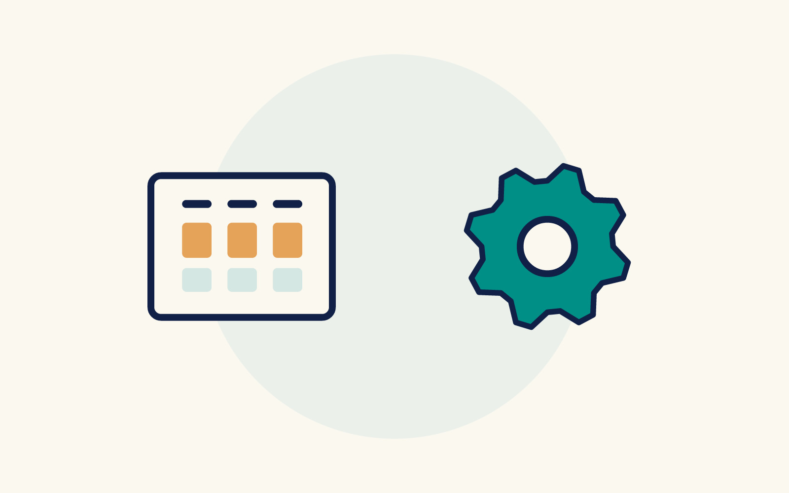 A project board icon beside a gear icon.