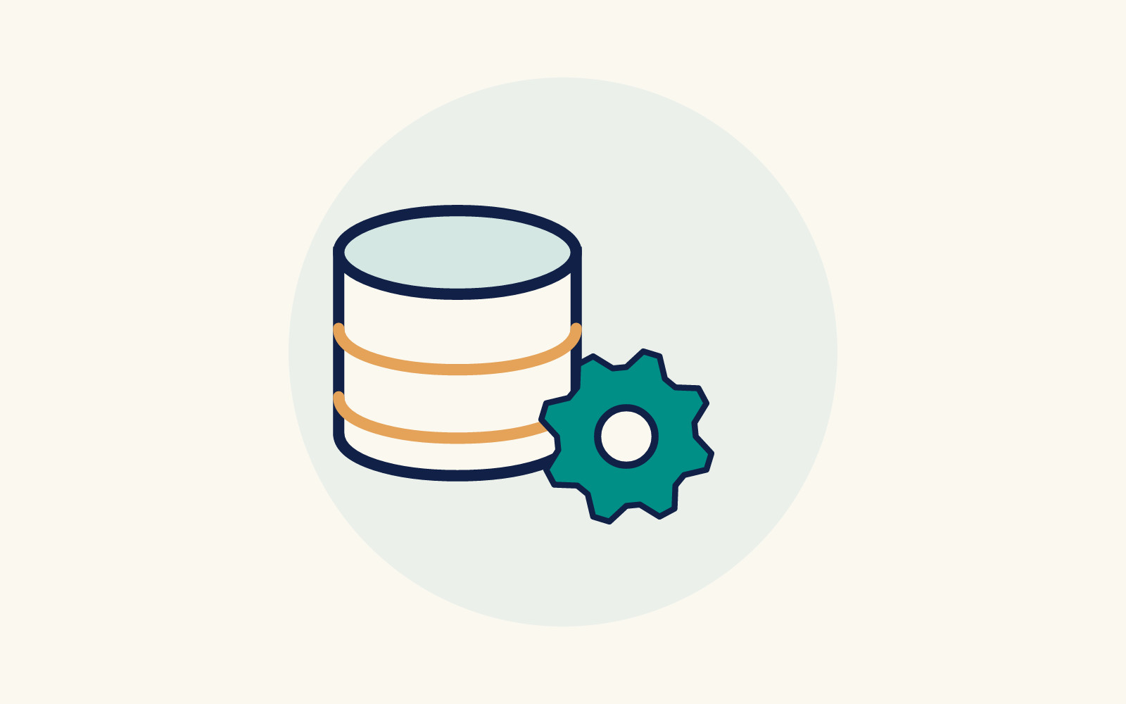 A smaller gear icon overlapping a larger database icon.