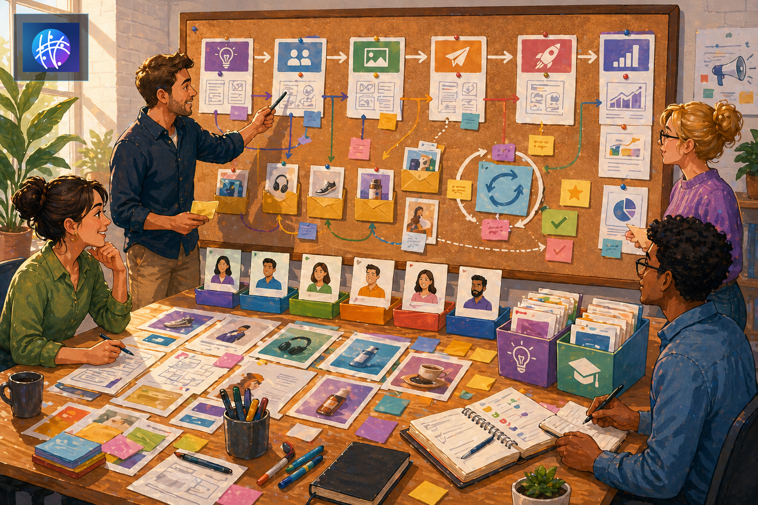 Advertising Creative Testing Implementation Plan for Ops Teams bright advertising creative testing editorial hero image with Meshline logo