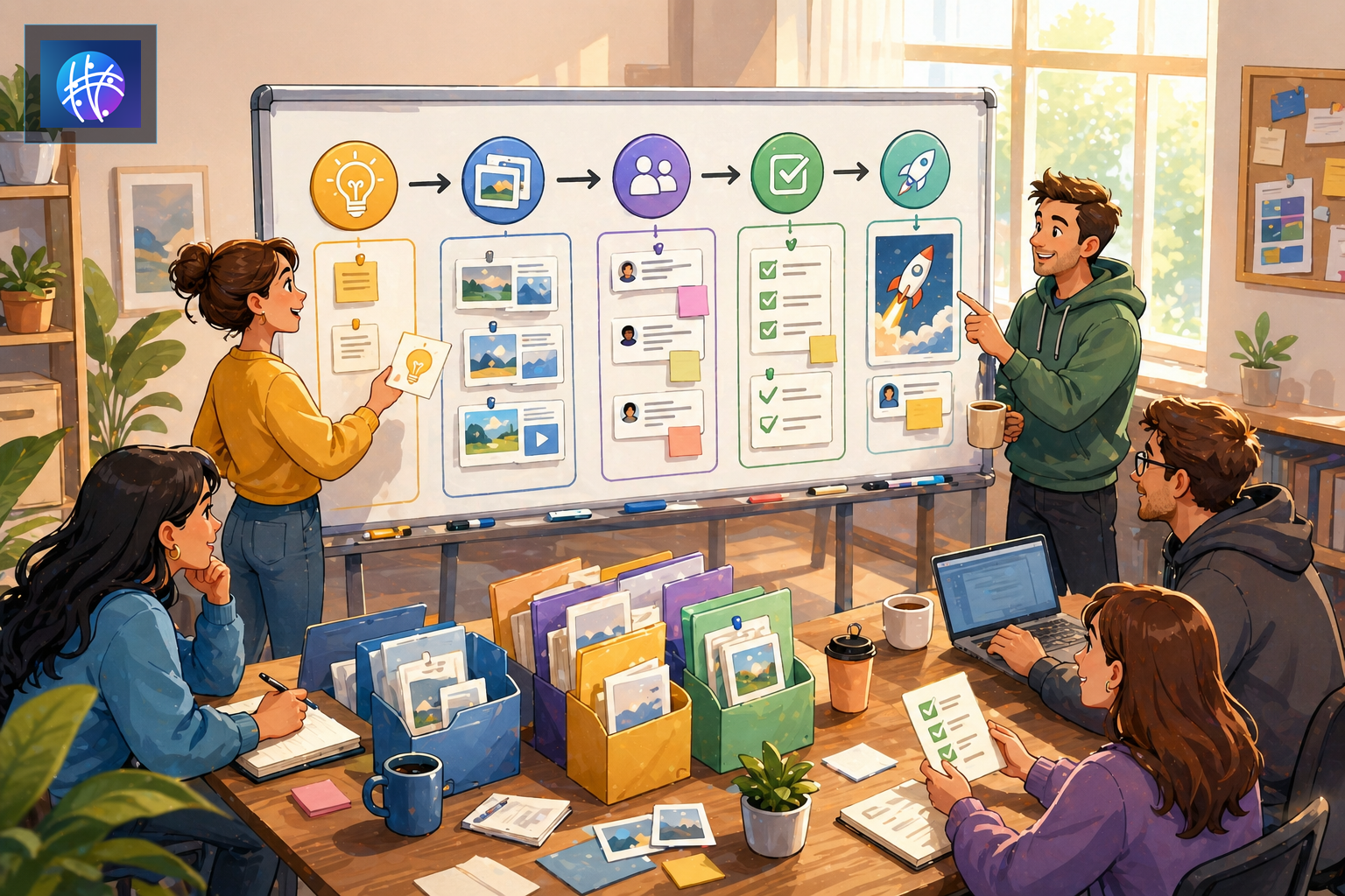 Advertising Creative Testing Workflow for Lean Marketing Teams bright advertising creative testing editorial hero image with Meshline logo