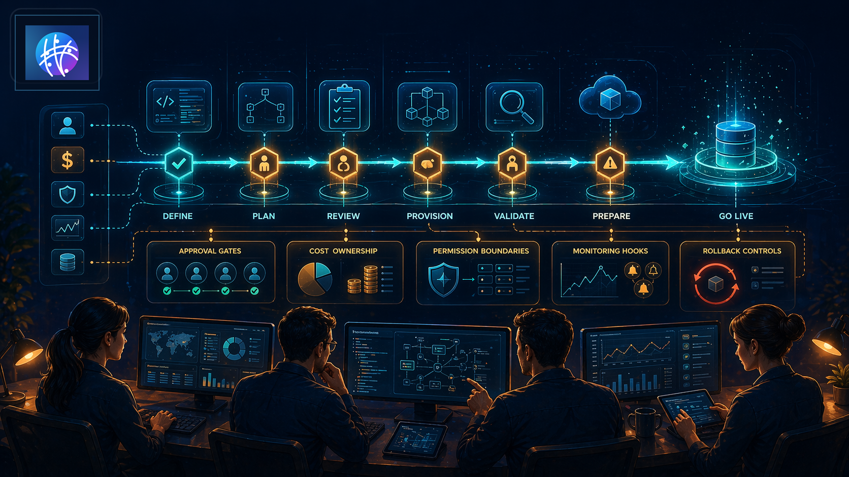 How to Automate Infrastructure Provisioning Without Losing Control premium infrastructure automation hero image with Meshline logo
