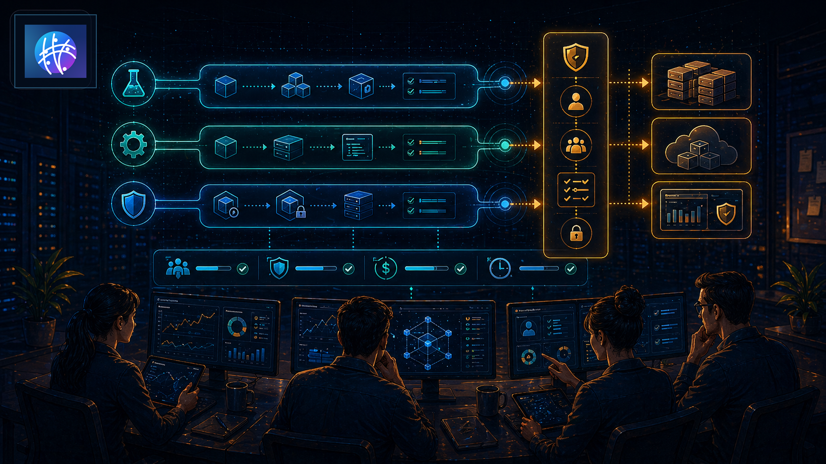 Compute Governance Policy for Lean Teams That Need Control Without Bottlenecks premium compute governance hero image with Meshline logo