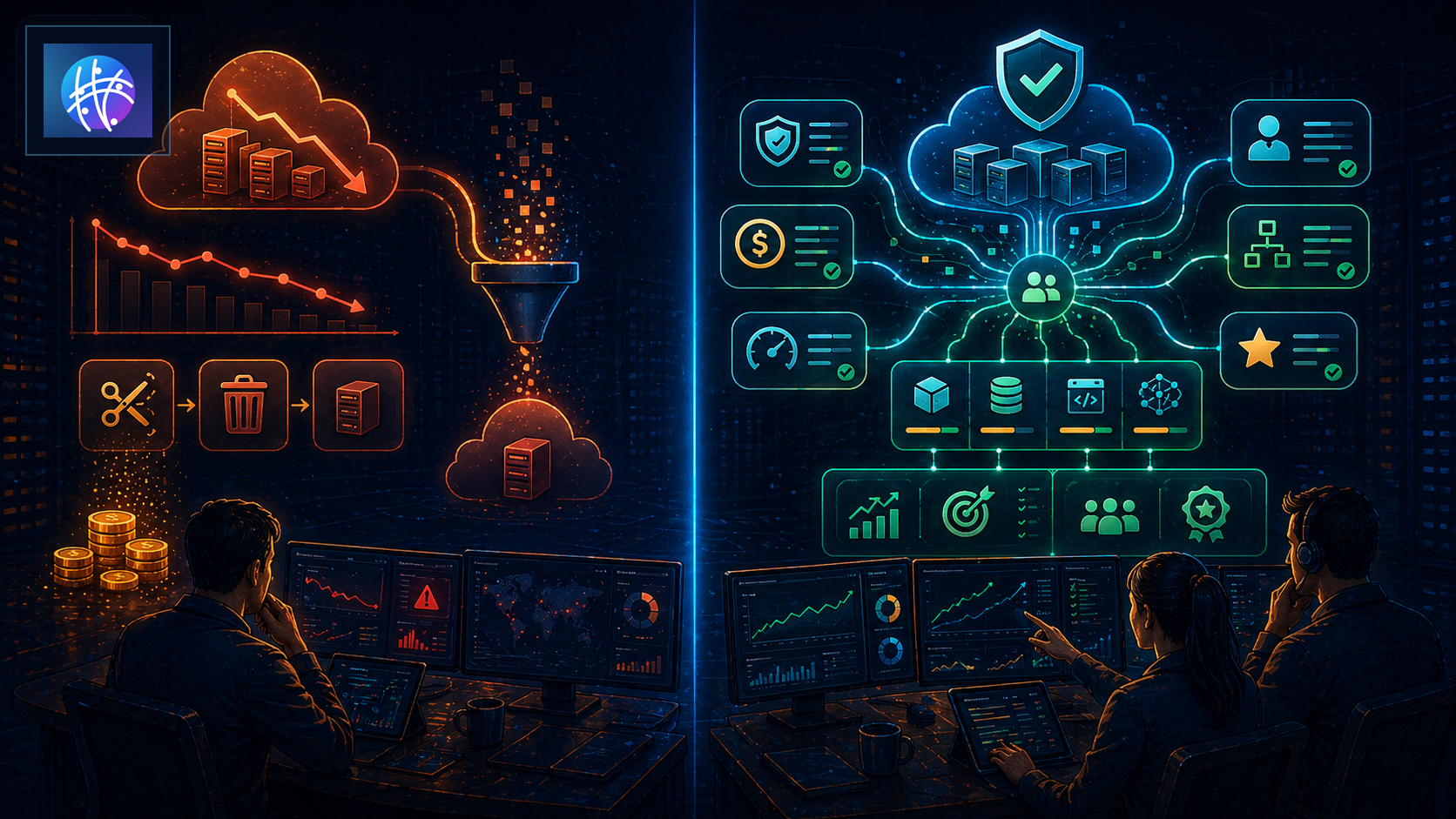 Compute Governance vs Cost Optimization: What Is the Difference? premium compute governance hero image with Meshline logo