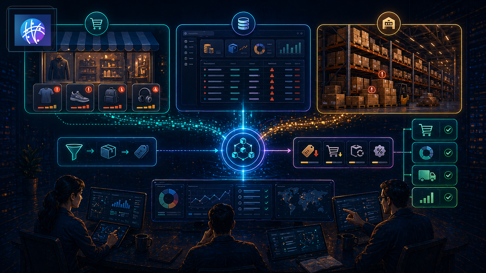 Dead Stock Management Examples for Shopify, ERP, and Warehouse Teams premium ecommerce inventory operations hero image with Meshline logo