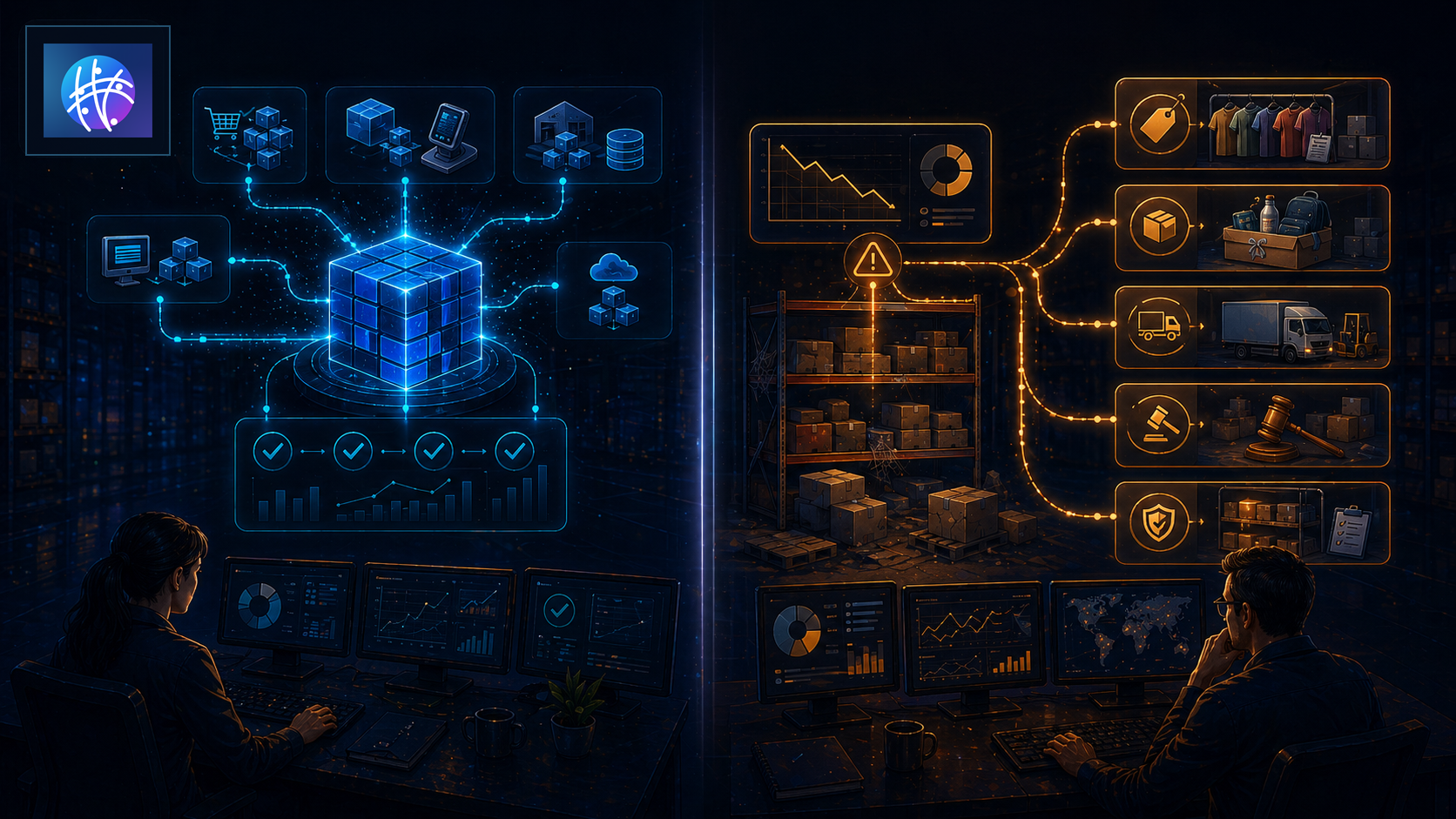 Dead Stock Management vs Inventory Reconciliation: What Is the Difference? premium ecommerce inventory operations hero image with Meshline logo
