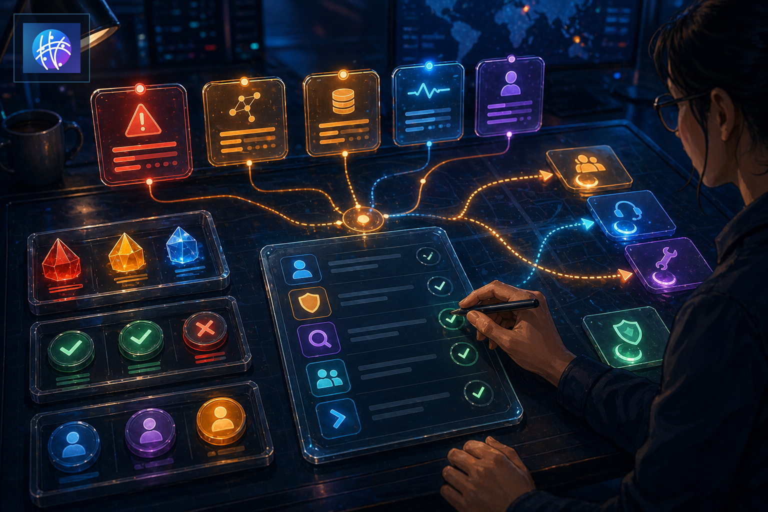 Event Correlation Checklist Before Routing Incidents cinematic event correlation operations map hero image with Meshline logo
