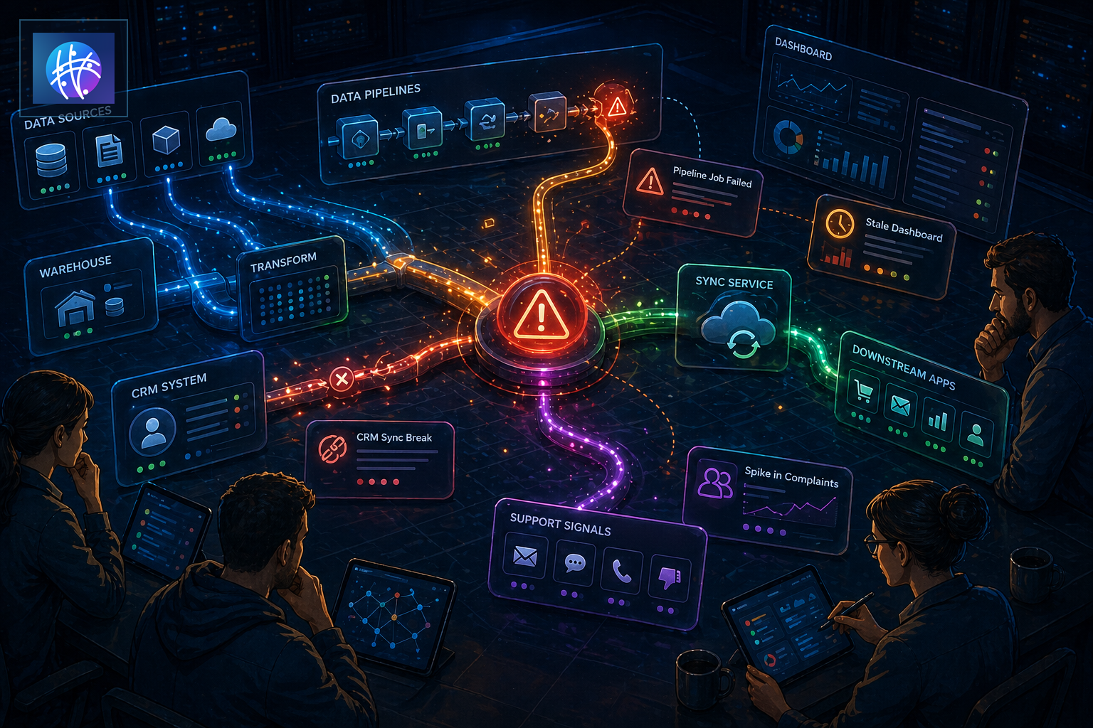 Event Correlation for Data Pipelines and System Syncs cinematic event correlation operations map hero image with Meshline logo