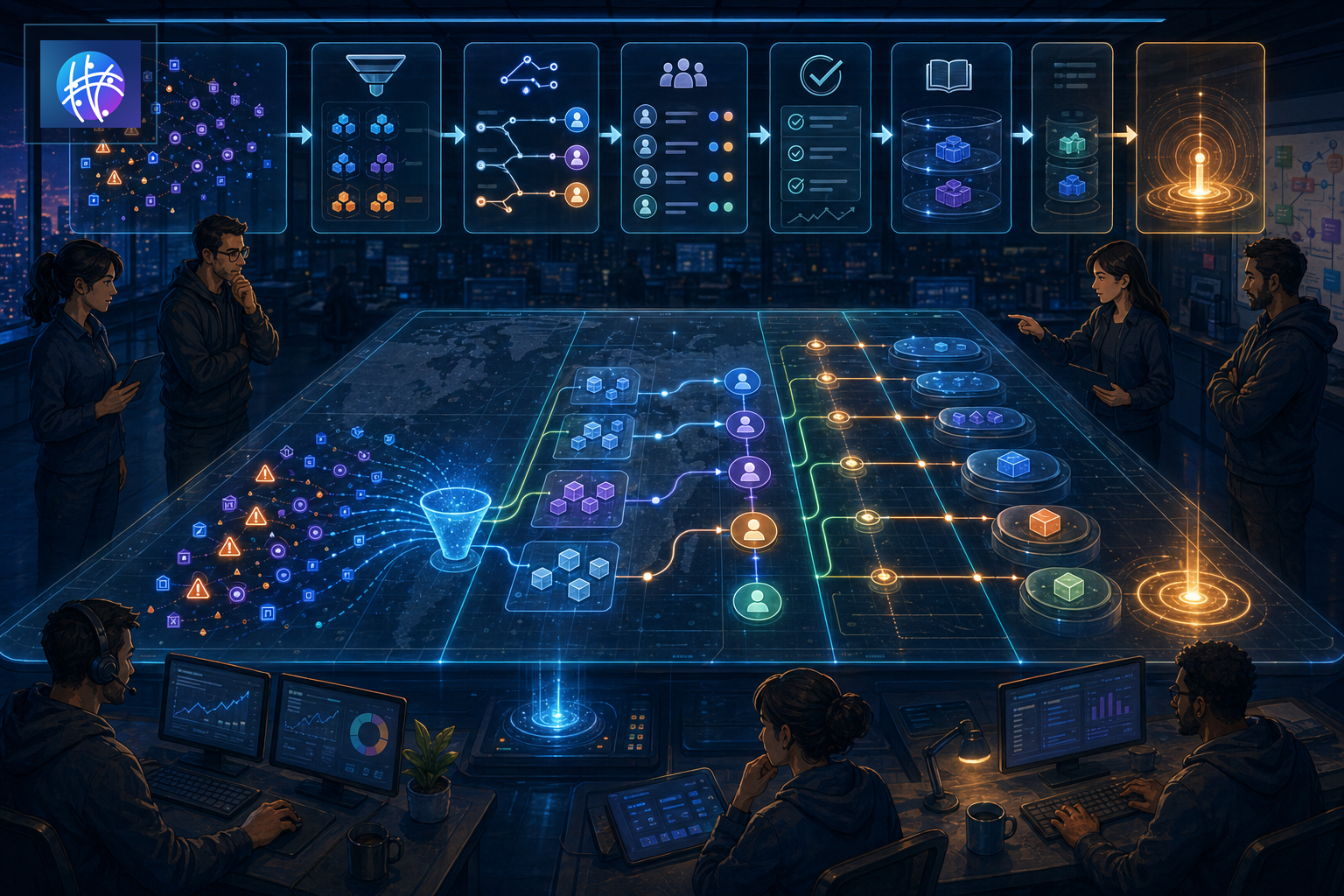 Event Correlation Implementation Plan for Ops Teams cinematic event correlation operations map hero image with Meshline logo