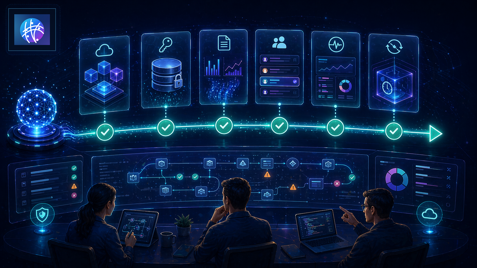 Infrastructure Automation Checklist Before Scaling AI Workflows premium infrastructure automation hero image with Meshline logo