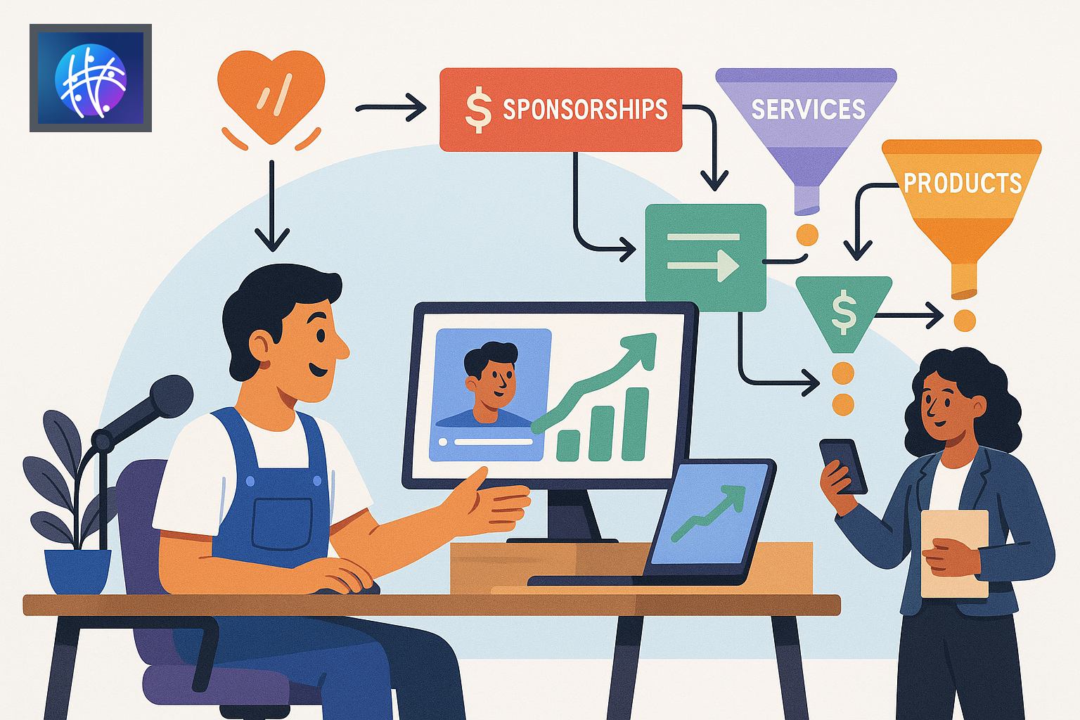 Boost Influencer Income with Meshline Organic Growth and Funnels generated creator revenue hero image with Meshline logo