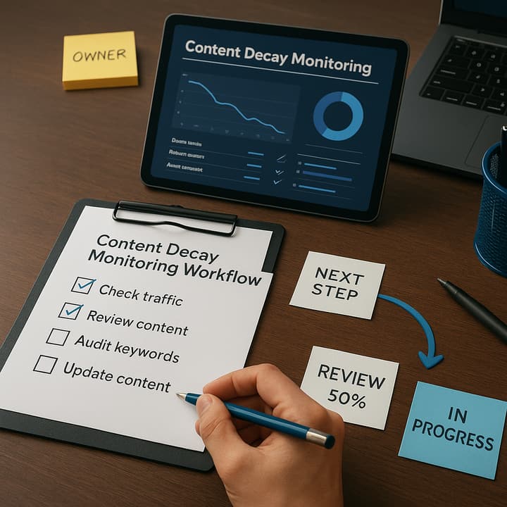 Content decay monitoring workflow for SEO automation and organic growth operators