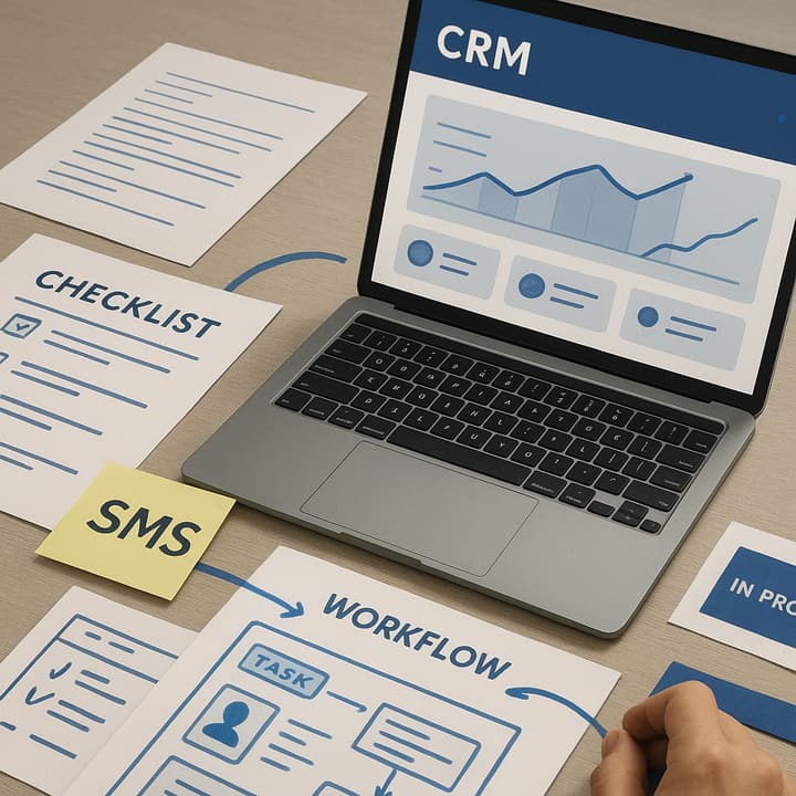 Diagram showing lead capture, enrichment and scoring, assignment engine, and exception queue for CRM lead routing automation services.