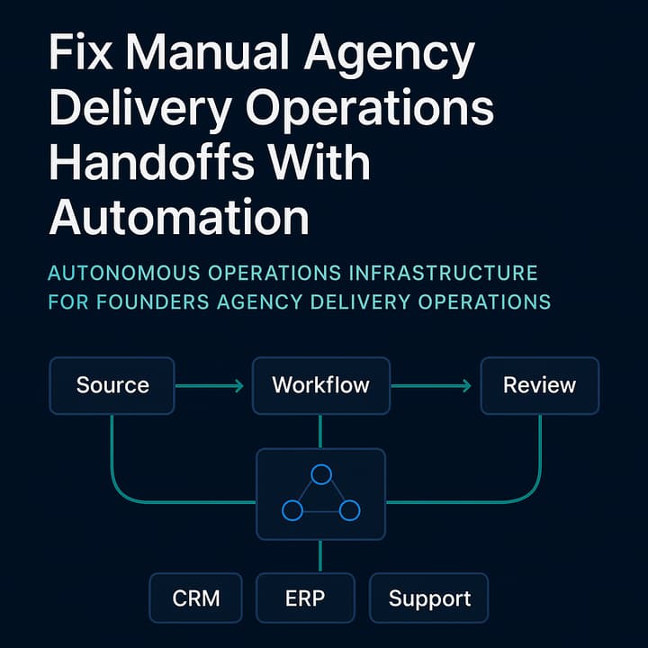 Founder reviewing delivery dashboard showing ETA drift, SLA compliance and escalation counts for agency delivery operations