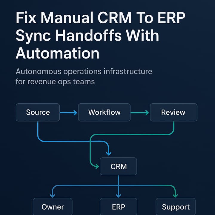 Meshline operating diagram: canonical events flowing from CRM through Meshline autonomous operations infrastructure to ERP with