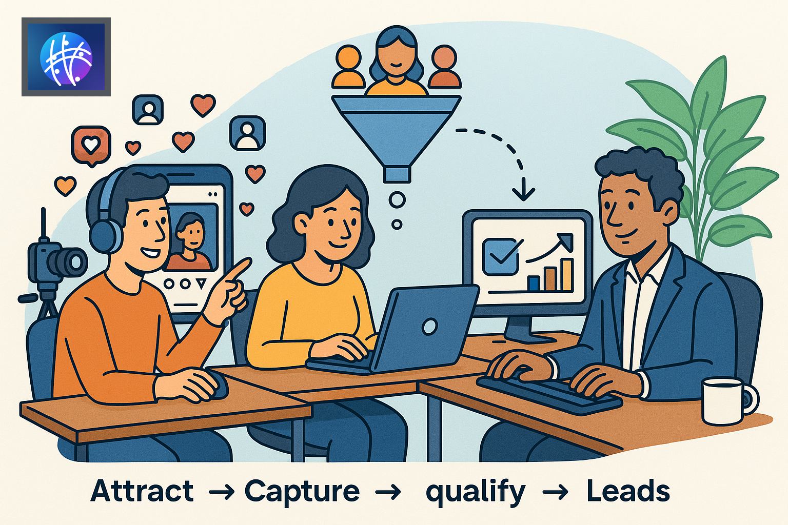 How Meshline Helps Influencers Attract, Capture, and Convert Leads generated creator revenue hero image with Meshline logo