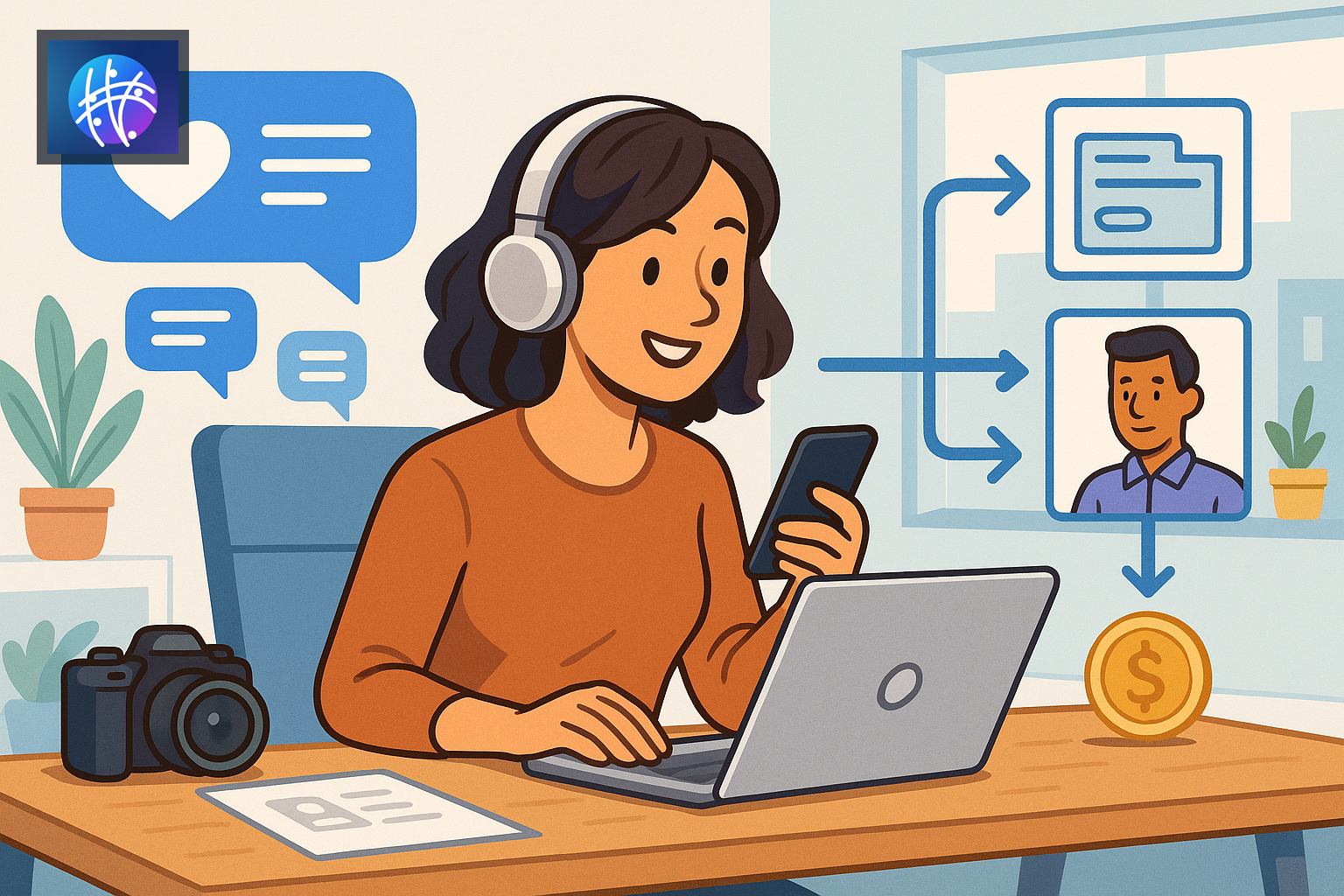 How Meshline Turns Social Media Traffic into Paying Clients generated creator revenue hero image with Meshline logo