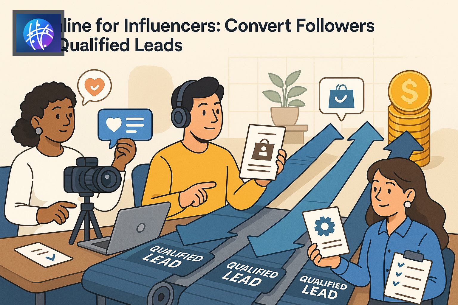 Meshline for Influencers: Convert Followers into Qualified Leads generated creator revenue hero image with Meshline logo
