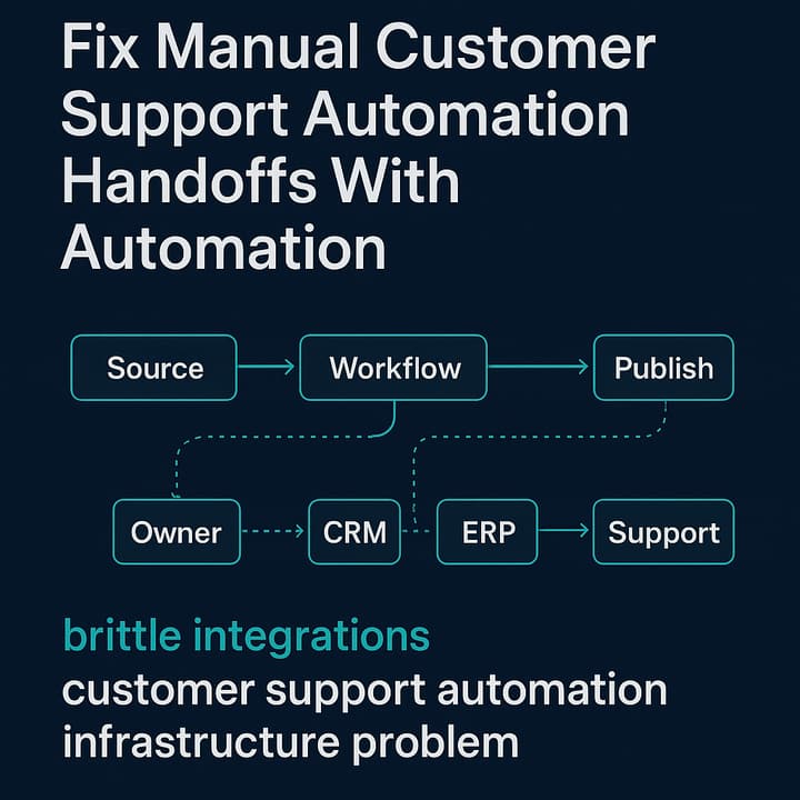 Diagram of an orchestration engine connecting CRM, billing, support platform, and event contracts to prevent brittle integrations