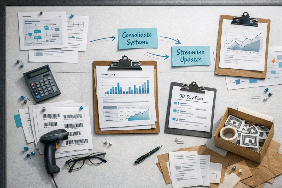 Collapse Tool Sprawl to Fix Inventory Updates in 90 Days Meshline workflow automation article visual
