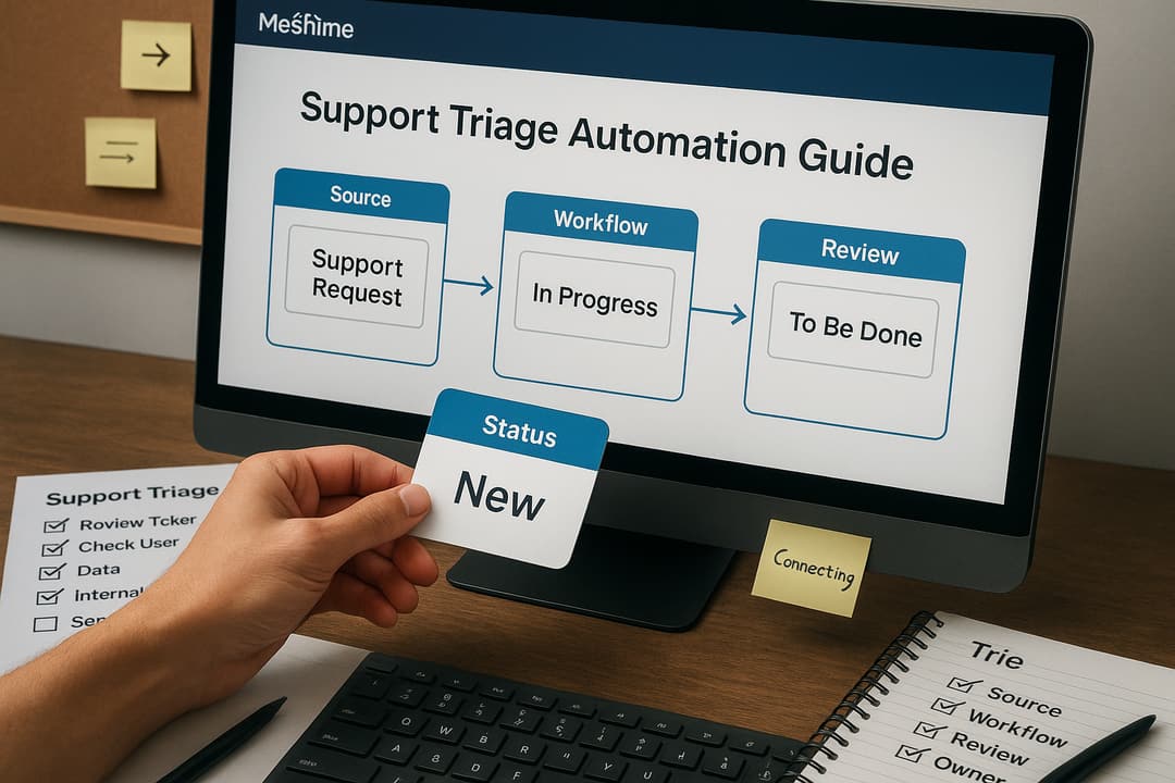 Diagram: Shopify webhook to ingestion to triage mapping showing order_id validation, dedupe, SLA computation, and ticket creation for Zoho and Monday.com