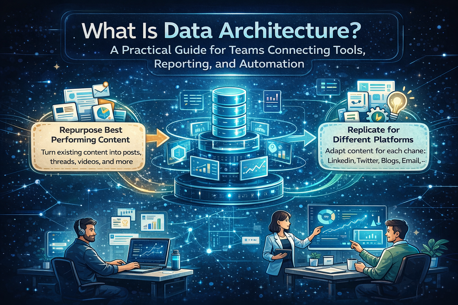 data architecture diagram for teams connecting tools reporting and automation